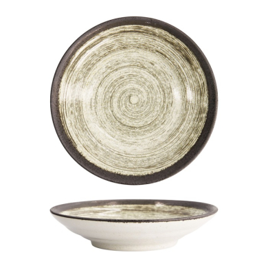 Deep Plate Asashio Dark Brown, Beige, Stoneware, &Oslash; 23 cm