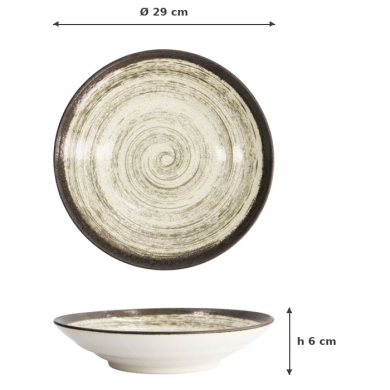Tiefer Teller Asashio Dunkelbraun/Beige, Steinzeug, Ø 29 cm, Art.-Nr. 21632