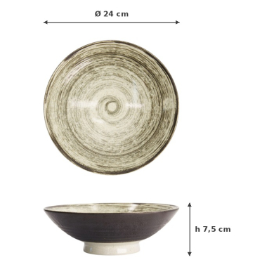 Schale Asashio Dunkelbraun/Beige, Steinzeug, Ø 24 cm, Art.-Nr. 21637