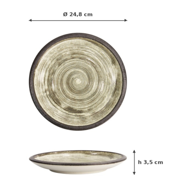 Teller Asashio Dunkelbraun/Beige, Steinzeug, Ø 24,8 cm, Art.-Nr. 21639