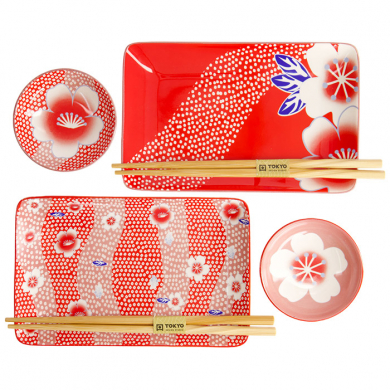 4 Stück mit Essstäbchen Kawaii-Blume Sushi-Teller-Geschenkset bei Tokyo Design Studio (Bild 2 von 5)
