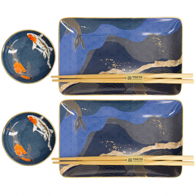 4 w/Chopsticks Kawaii Koi Sushi Plate Giftset at Tokyo Design Studio (picture 2 of 6)