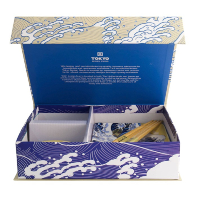 Sushi Set Kawaii Hokusai Blue, White, 6pcs, Porcelain, Item No. 21679