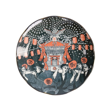 Teller Asakusa Matsuri Weiß/Rot/Schwarz, Porzellan, Ø 25 cm, Art.-Nr. 21786