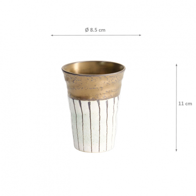 TDS, Tea cup, Black Gold with White Stripe, Ø 8.5x11cm, Item No. 21860