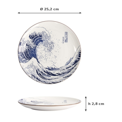 Plate Hokusai Nami Blue, White, Porcelain, Ø 25.2 cm, Item No. 21891