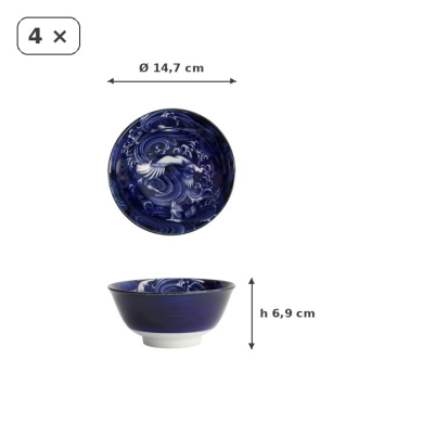 Tayo-Schalen-Set Japonism Blau, 4-tlg., Porzellan, 500 ml, Art.-Nr. 22013