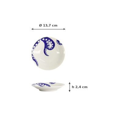 Teller Kawaii Oktopus Blau/Weiß, Porzellan, Ø 13,7 cm, Art.-Nr. 22127