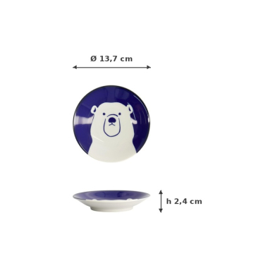 Plate Kawaii Polar Bear Blue, White, Porcelain, Ø 13.7 cm, Item No. 22128