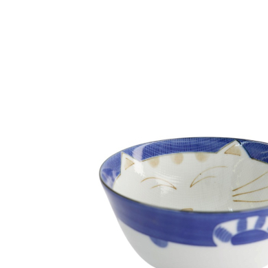 Tayo Bowl Kawaii Katze Neko Blue, Porcelain, 300 ml, Item No. 2221