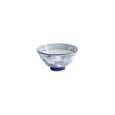 Rice Bowl Sakura Stripe Blue, Porcelain, Ø 12.5 cm, Item No. 22247