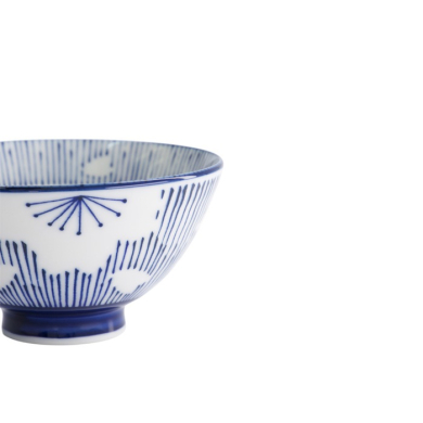 Rice Bowl Sakura Stripe Blue, Porcelain, Ø 12.5 cm, Item No. 22247