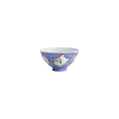 Reisschale Kawaii Karakusa Lucky Cat Blau, Porzellan, Ø 11,5 cm, Art.-Nr. 22250