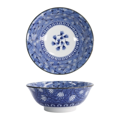 Ramen Bowl Hana Blue Mixed Bowls Tsuta Karakusa, Porcelain, 1.2 l