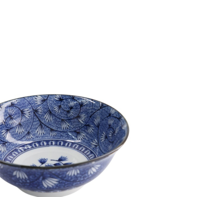 Ramen Bowl Hana Blue Mixed Bowls Tsuta Karakusa, Porcelain, 1.2 l, Item No. 22267