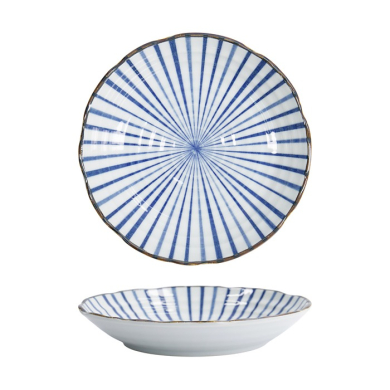 Teller Natsu Tokusa Blau/Wei&szlig;, Porzellan, &Oslash; 22 cm
