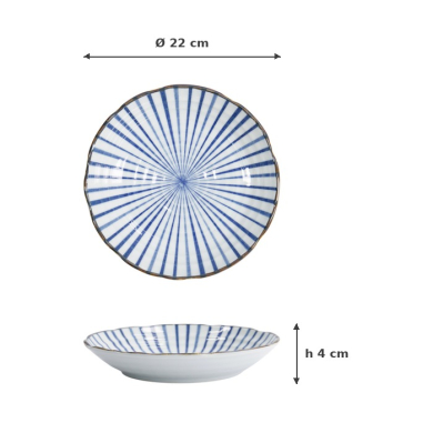 Teller Natsu Tokusa Blau/Weiß, Porzellan, Ø 22 cm, Art.-Nr. 22330