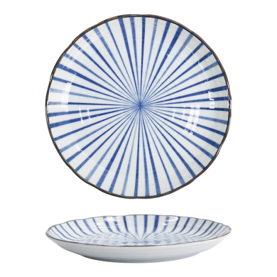 Teller Natsu Tokusa Blau/Wei&szlig;, Porzellan, &Oslash; 24,7 cm