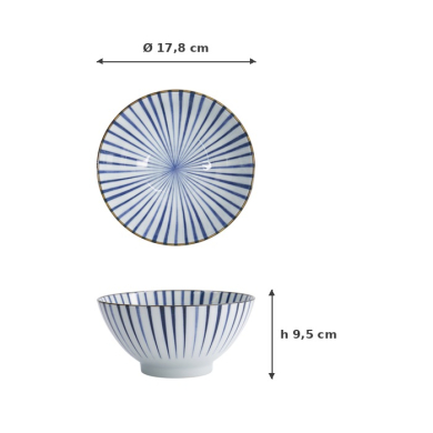Reisschale Natsu Tokusa Mixed Bowl Blau/Weiß, Porzellan, 1 L, Art.-Nr. 22334