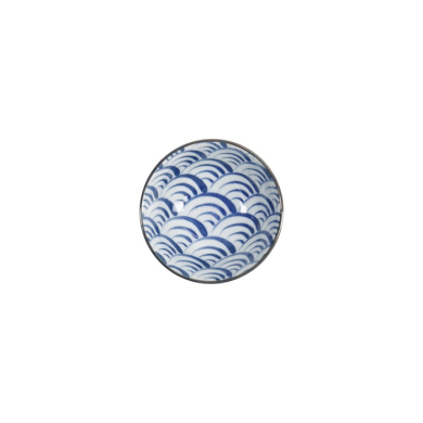Rice Bowl Natsu Nami Blue, White, Porcelain, 350 ml, Item No. 22335