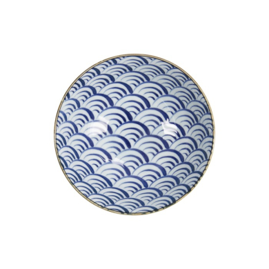 Ramen Bowl Natsu Nami Blue, White, Porcelain, 1 L, Item No. 22337