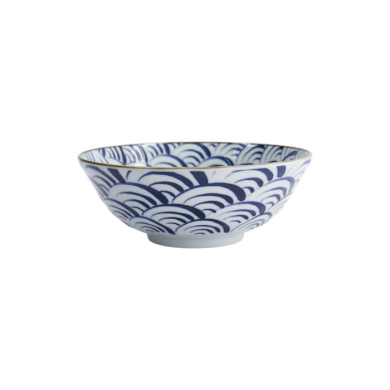 Ramen Bowl Natsu Nami Blue, White, Porcelain, 1 L, Item No. 22337