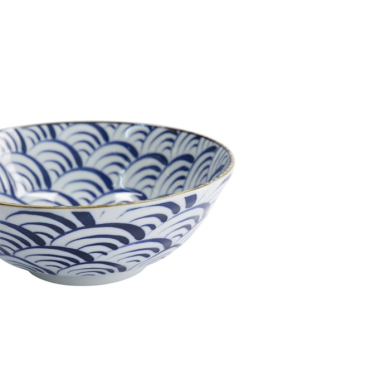 Ramen Bowl Natsu Nami Blue, White, Porcelain, 1 L, Item No. 22337