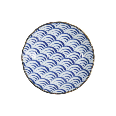 Plate Natsu Nami Blue, White, Porcelain, Ø 22 cm, Item No. 22339