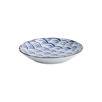 Plate Natsu Nami Blue, White, Porcelain, Ø 22 cm, Item No. 22339