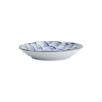 Plate Natsu Nami Blue, White, Porcelain, Ø 22 cm, Item No. 22339