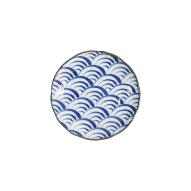 Plate Natsu Nami Blue, White, Porcelain, Ø 16.5 cm, Item No. 22340