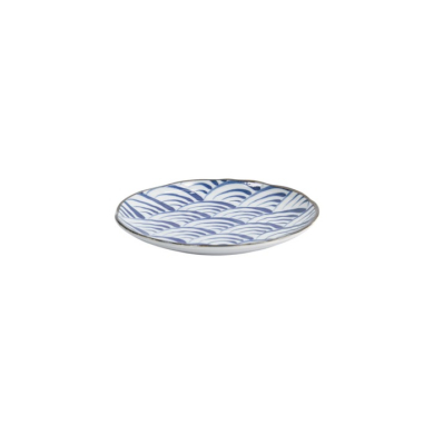 Plate Natsu Nami Blue, White, Porcelain, Ø 16.5 cm, Item No. 22340
