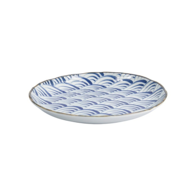 Plate Natsu Nami Blue, White, Porcelain, Ø 24.7 cm, Item No. 22341