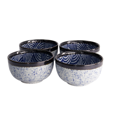 TDS, 4 Schalen Set, Aisai Seigaiha, Ø 12.7 x 7 cm, Art.-Nr. 22513
