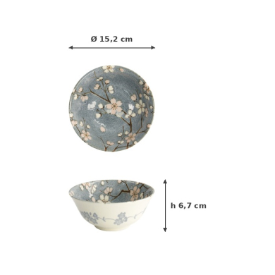 Tayo Bowl Fujisakura Gray, Porcelain, 500 ml, Item No. 22589