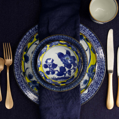 TDS, Bowl, Botan, Ø13.9x4.1cm, Yellow/Blue, Item No. 22603
