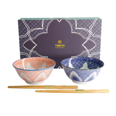 Lily Flower Giftset Rd/Bl 2 pcs Bowls at Tokyo Design Studio (picture 1 of 8)