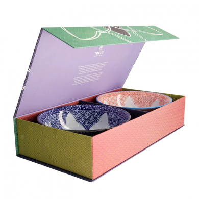 Lily Flower Giftset Rd/bl 2 pcs Ramen Bowls at Tokyo Design Studio (picture 1 of 7)