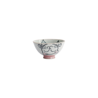 Rice Bowl Kawaii Neko Cat Pink, Porcelain, 300 ml, Item No. 2343