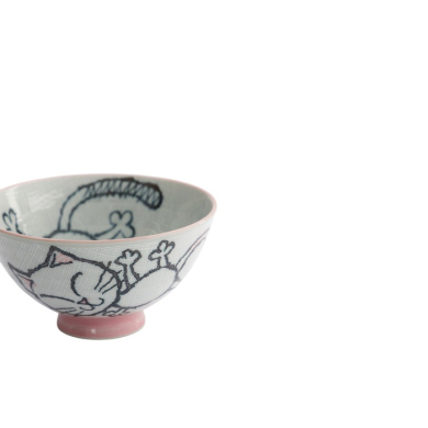 Rice Bowl Kawaii Neko Cat Pink, Porcelain, 300 ml, Item No. 2343
