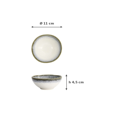 Bowl Monte Negro White, Blue-Grey, Stoneware, Ø 11 cm. Height 4.5 cm, 160 ml, Item No. 24348