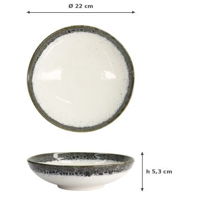 Pastateller Monte Negro Weiß/Anthrazit, Steinzeug, Ø 22 cm, 1 l, Art.-Nr. 24354