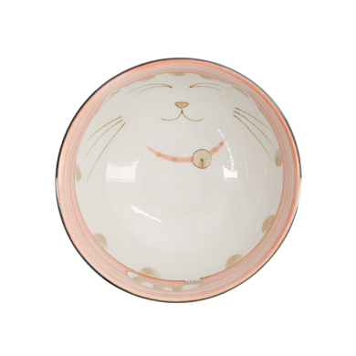 TDS, Rice Bowl, Kawaii Cat Neko, Pink, Ø 16 cm 800 ml - Item No. 2470