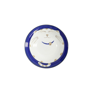 Rice Bowl Kawaii Katze Neko Blue, Porcelain, 450 ml, Item No. 2471