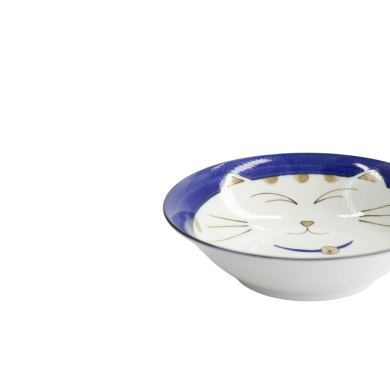 Rice Bowl Kawaii Katze Neko Blue, Porcelain, 450 ml, Item No. 2471