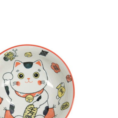 Ramen Bowl Kawaii Lucky Cat Neko Red, Porcelain, Ø 20.8 cm, Item No. 33011