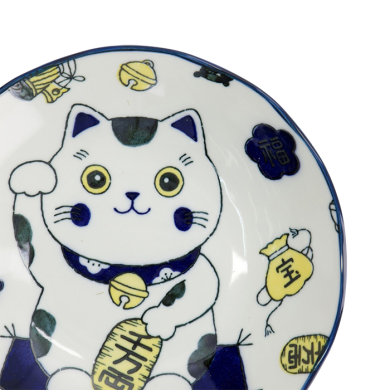 TDS, Pasta Plate, Kawaii Lucky Cat Neko, Blue, Ø 21x 5 cm, Item No. 33012