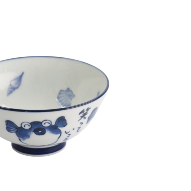 Schale Kawaii Blowfish Blau/Weiß, Porzellan, Ø 11,5 cm, Art.-Nr. 33208