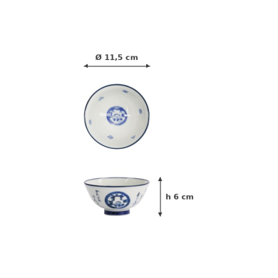 Schale Kawaii Daruma Blau/Weiß, Porzellan, 300 ml, Art.-Nr. 33209
