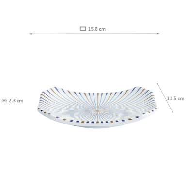 TDS, Plate, Melamine Tokusa, 15.8x11.5x2.3cm, Item No. 33276